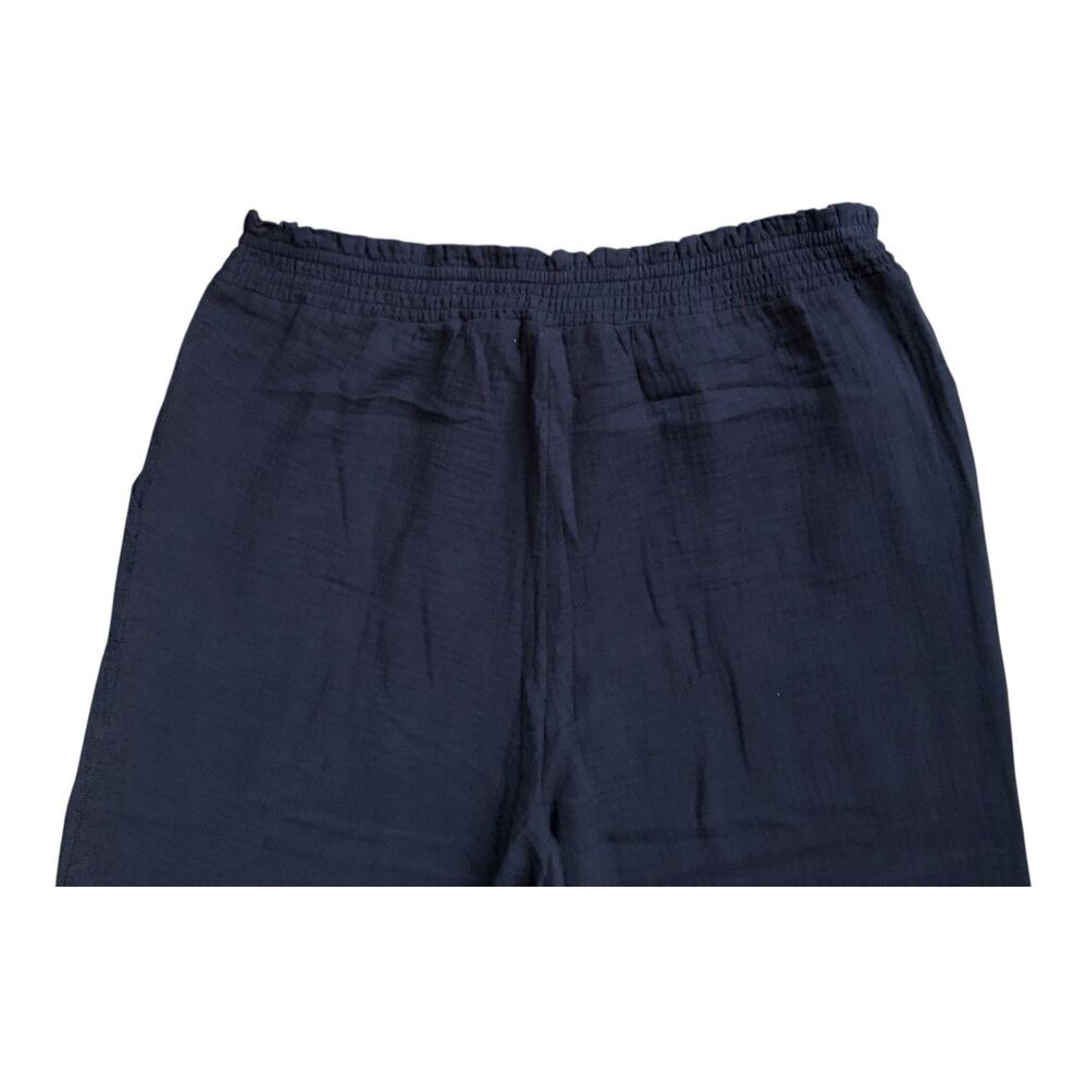 89th & Madison Pants Womens L Navy Blue Cotton Wide Leg Cropped Gaucho NWT - Picture 4 of 6